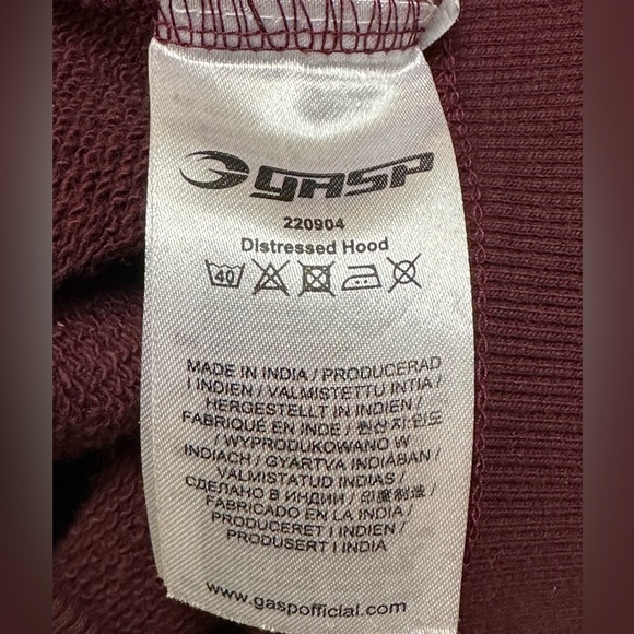 GASP Distressed Hoodie Size L - Picture 5 of 6